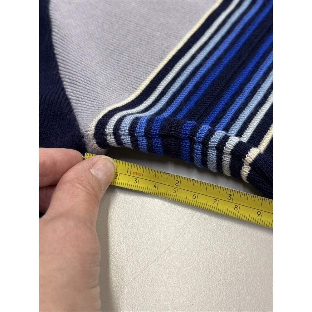 VTG Meister Ski Sweater Men Large Navy‎ Stripe Wool Hong Kong 3h